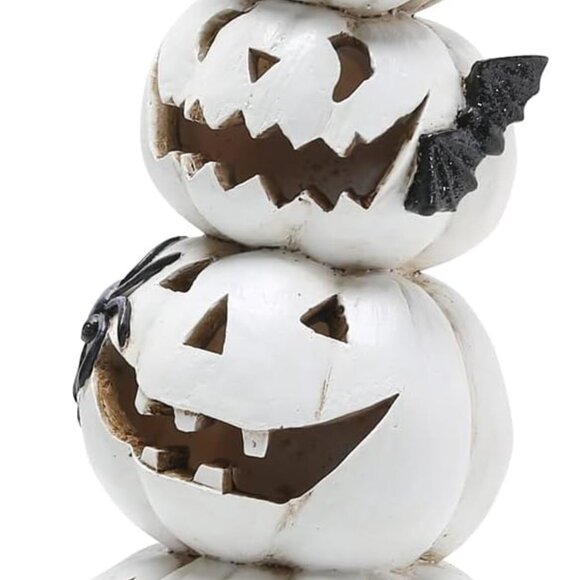 White Stacked Pumpkin Decorations-Indoor Halloween Decor for Table, Window, Gift - Picture 5 of 5